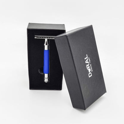 Dural Heavy Stroud Head Double Edge Safety Razor Duty Blue/Silver + Pouch by Pasteur Pharmacy