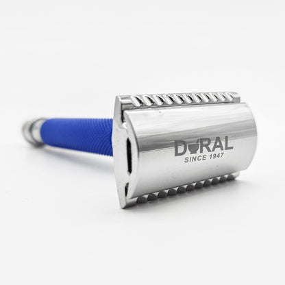 Dural Heavy Stroud Head Double Edge Safety Razor Duty Blue/Silver + Pouch by Pasteur Pharmacy