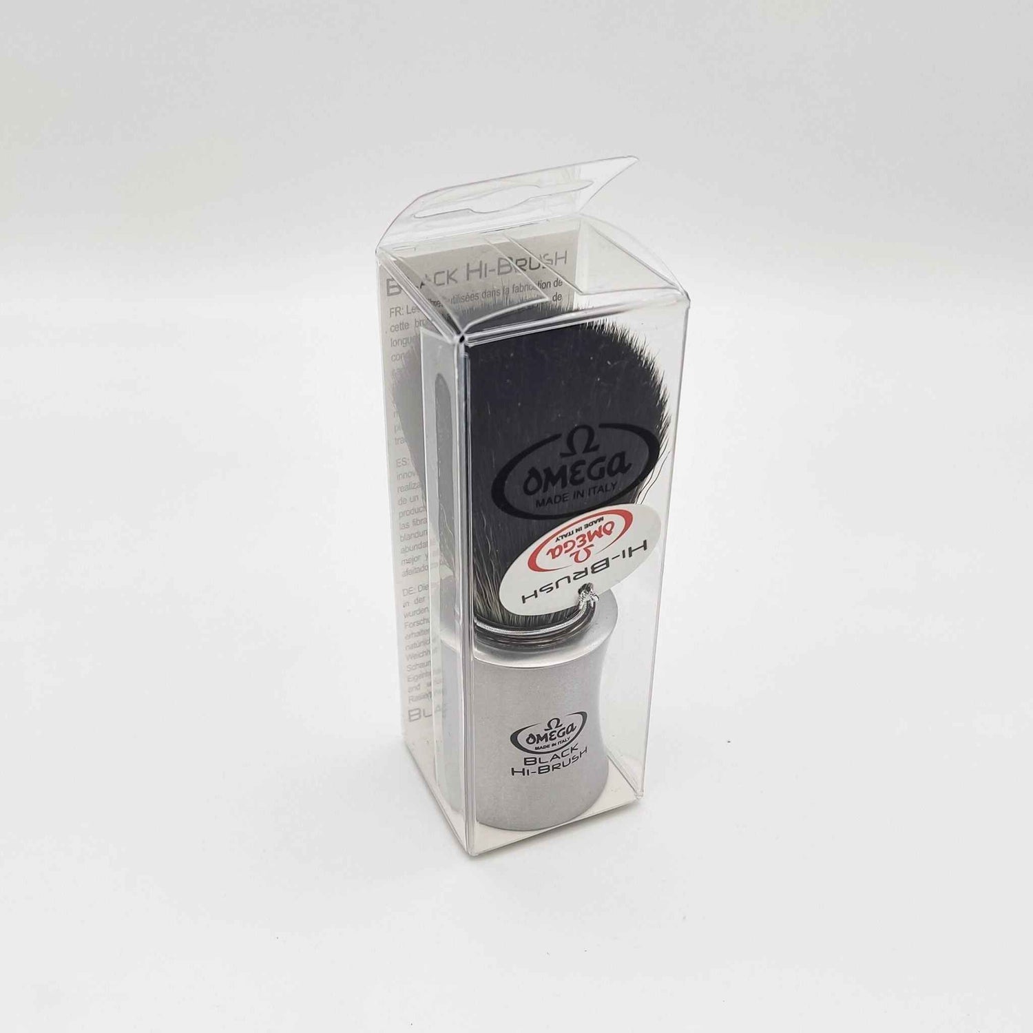 Omega Italy Shaving Brush 196820 Hi-Brush Synthetic Hair Black Vegan Alu-Farbe