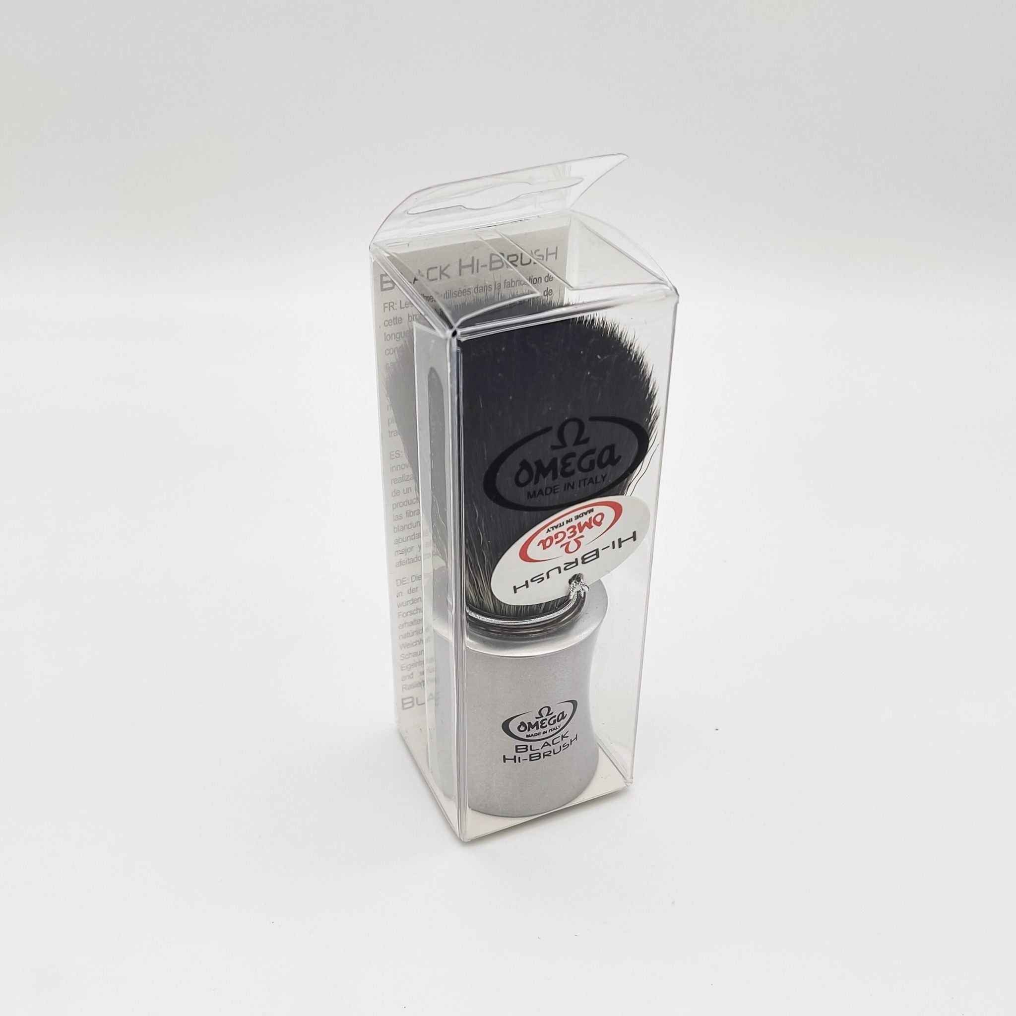 Omega Italy Shaving Brush 196820 Hi-Brush Synthetic Hair Black Vegan Alu-Farbe