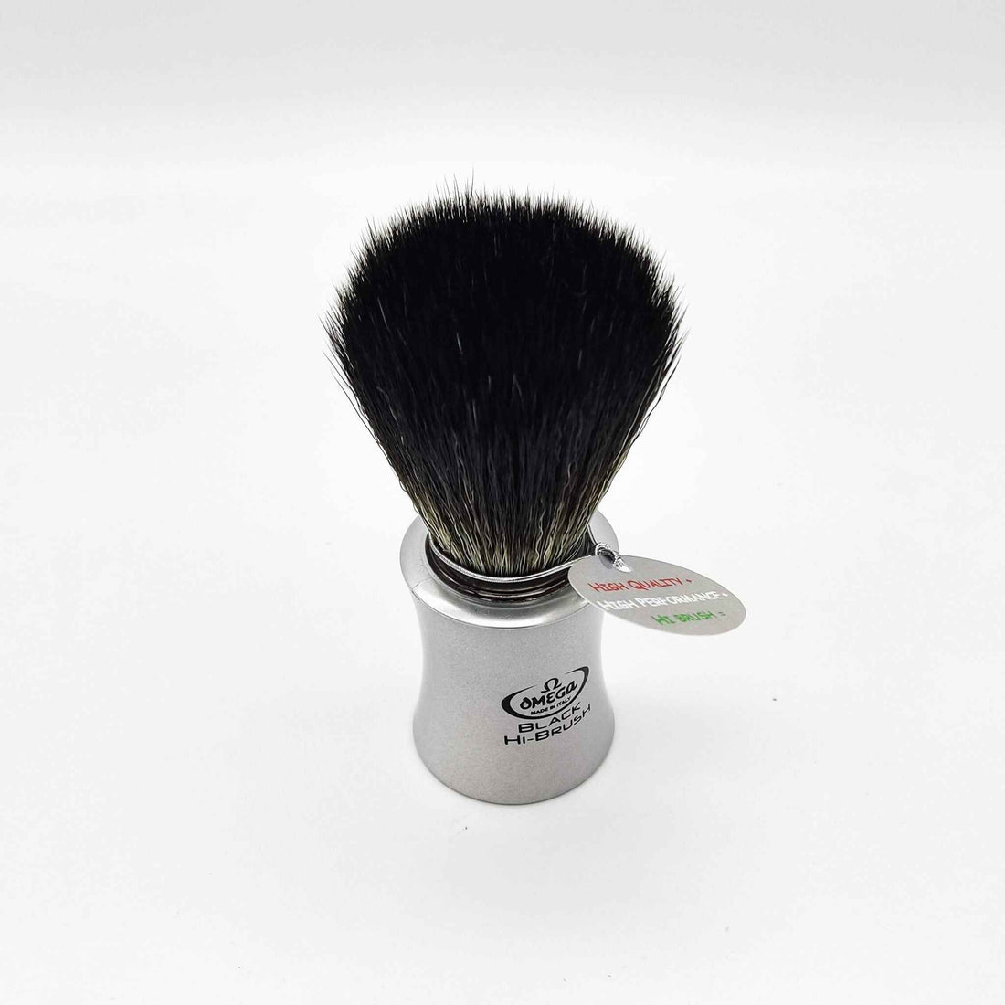 Omega Italy Shaving Brush 196820 Hi-Brush Synthetic Hair Black Vegan Alu-Farbe