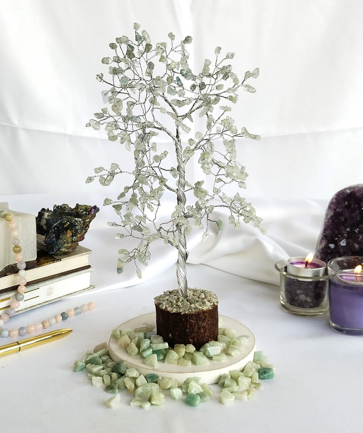 Aquamarine Gemstone Tree, Crystal Tree Of Life.
