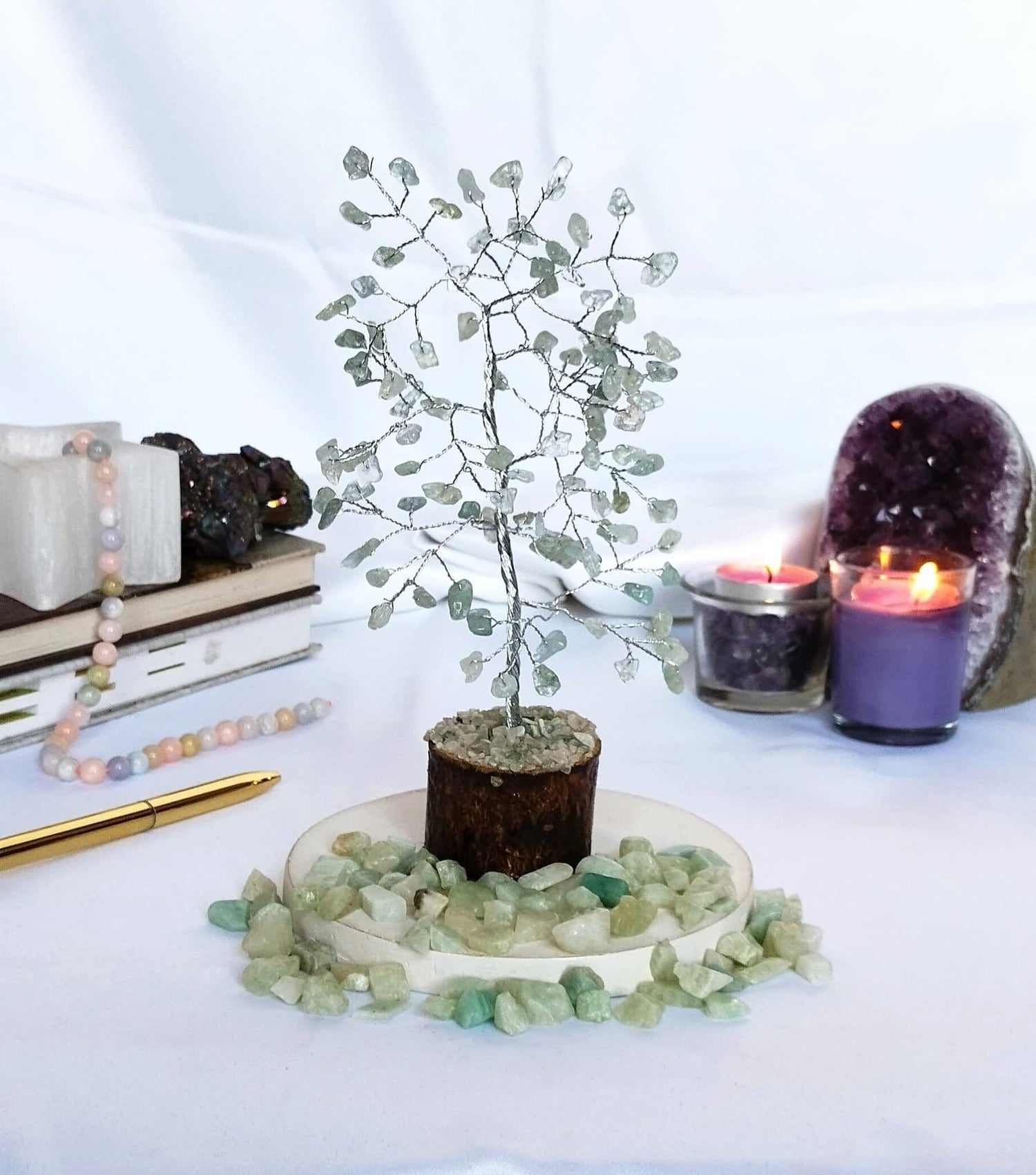 Aquamarine Gemstone Tree, Crystal Tree Of Life.