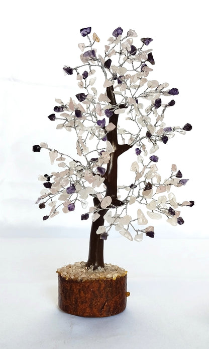 Amethyst with Rose Quartz Gemstones Tree, Mix Crystal Tree.  DestGlow