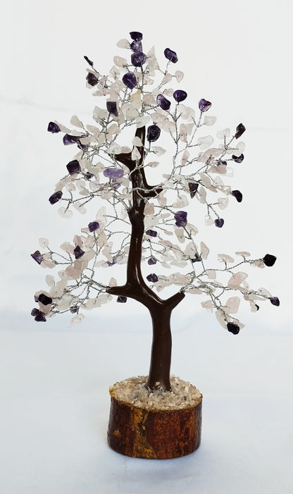 Amethyst with Rose Quartz Gemstones Tree, Mix Crystal Tree.  DestGlow