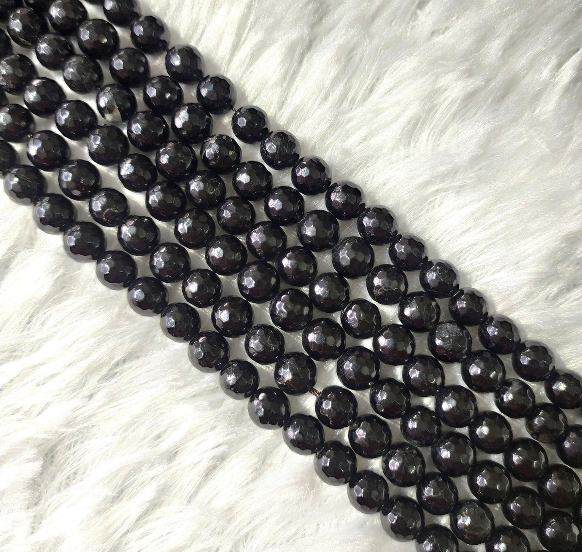 Black Tourmaline Faceted Beads, Crystal Beads for Jewelry.  DestGlow