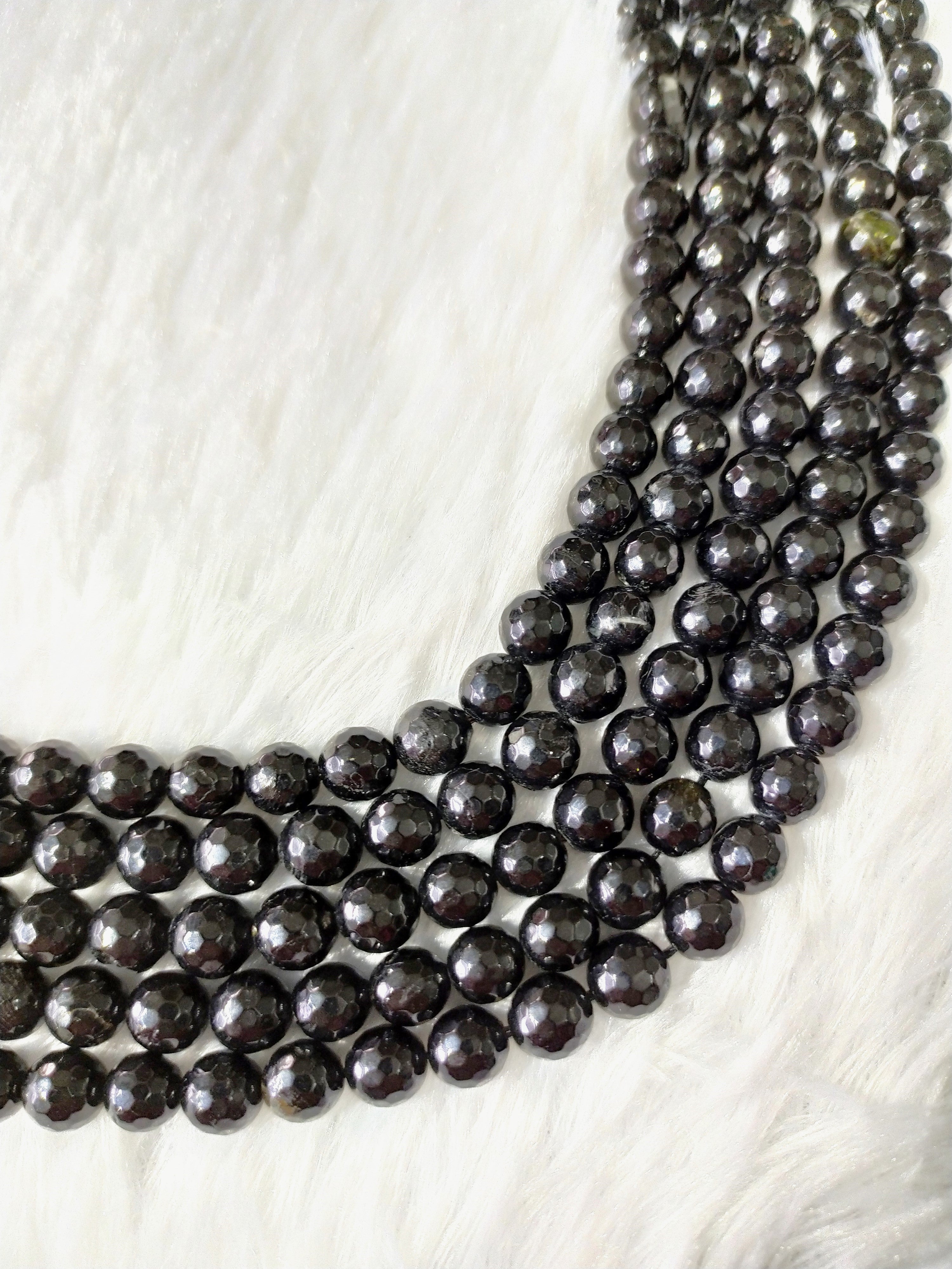 Black Tourmaline Faceted Beads, Crystal Beads for Jewelry.