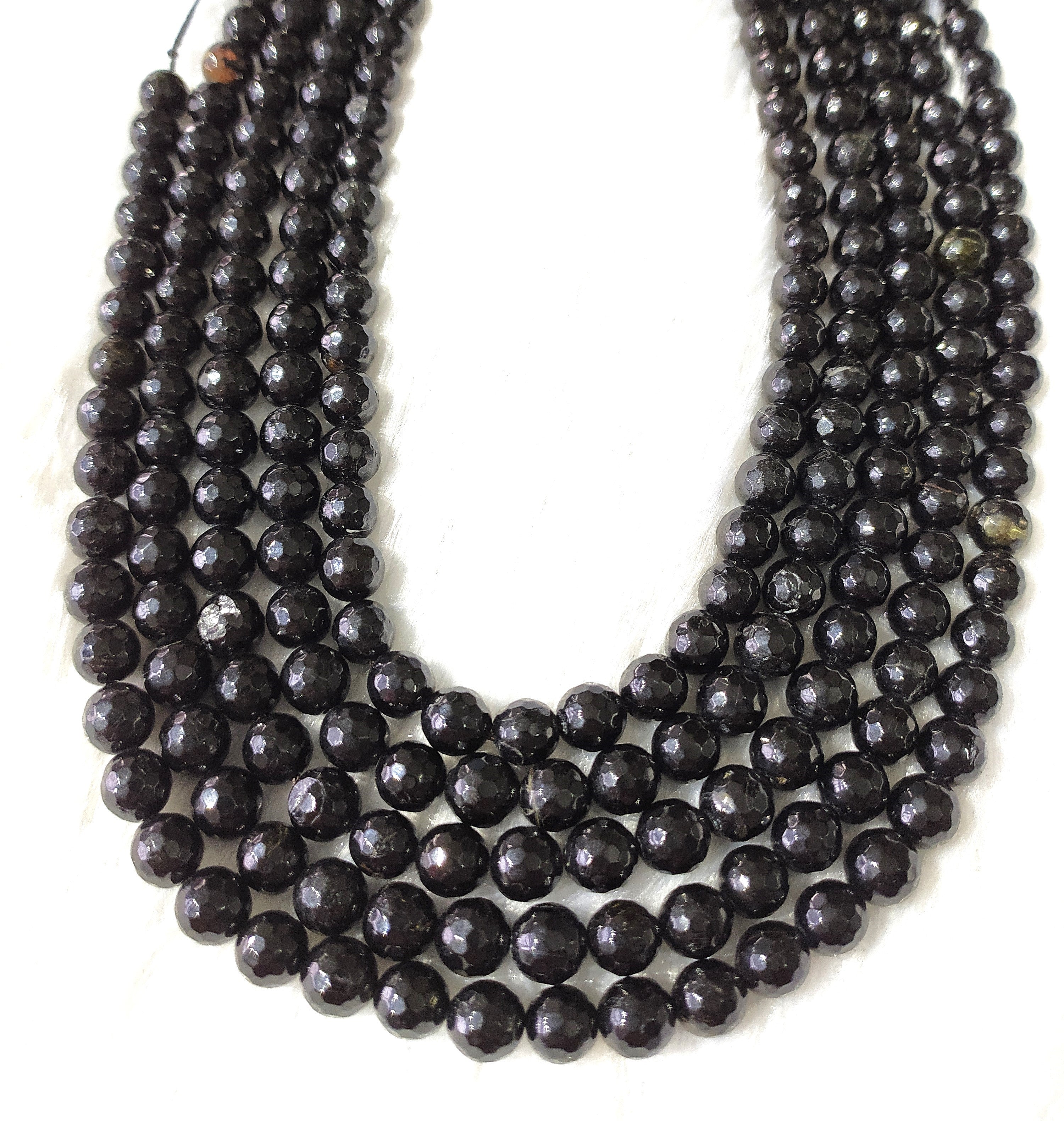 Black Tourmaline Faceted Beads, Crystal Beads for Jewelry.  DestGlow