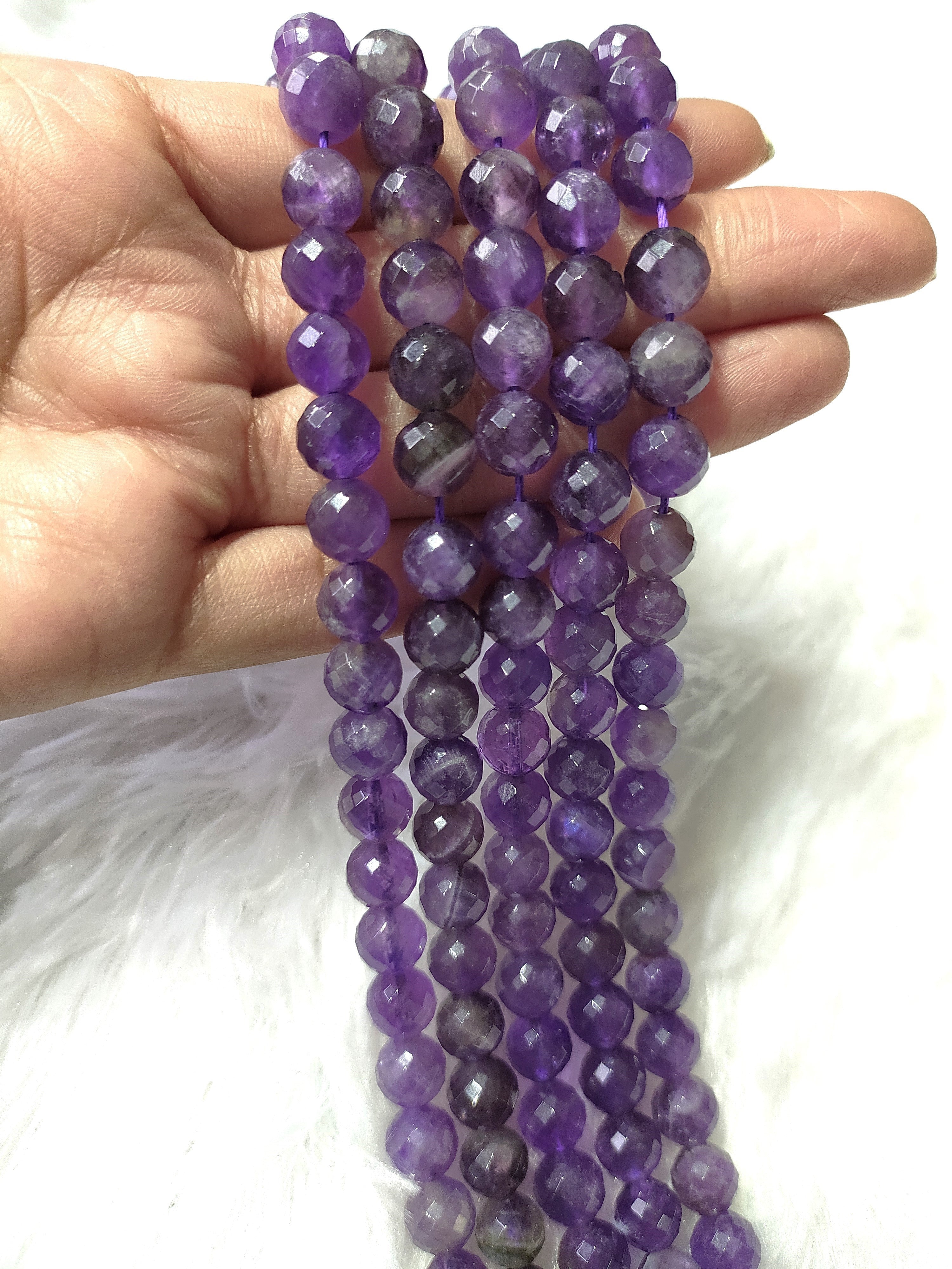 Amethyst Faceted Beads, Crystal Beads for Jewelry  DestGlow