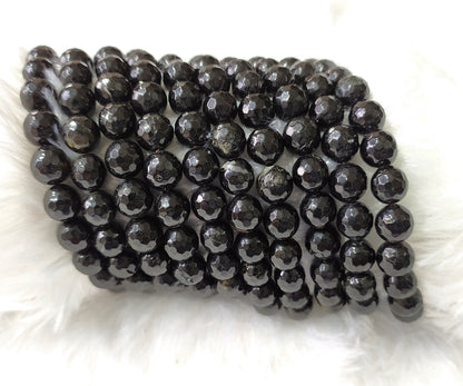 Black Tourmaline Faceted Beads, Crystal Beads for Jewelry.  DestGlow