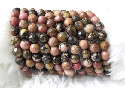 Rhodonite Faceted Beads, Crystal Beads for Jewelry.  DestGlow