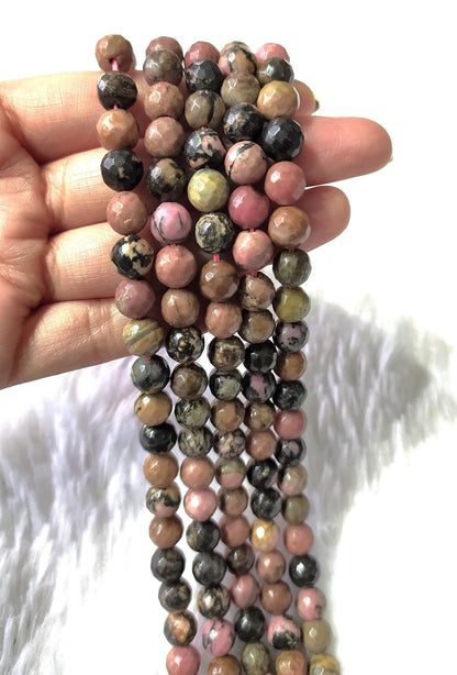 Rhodonite Faceted Beads, Crystal Beads for Jewelry.  DestGlow