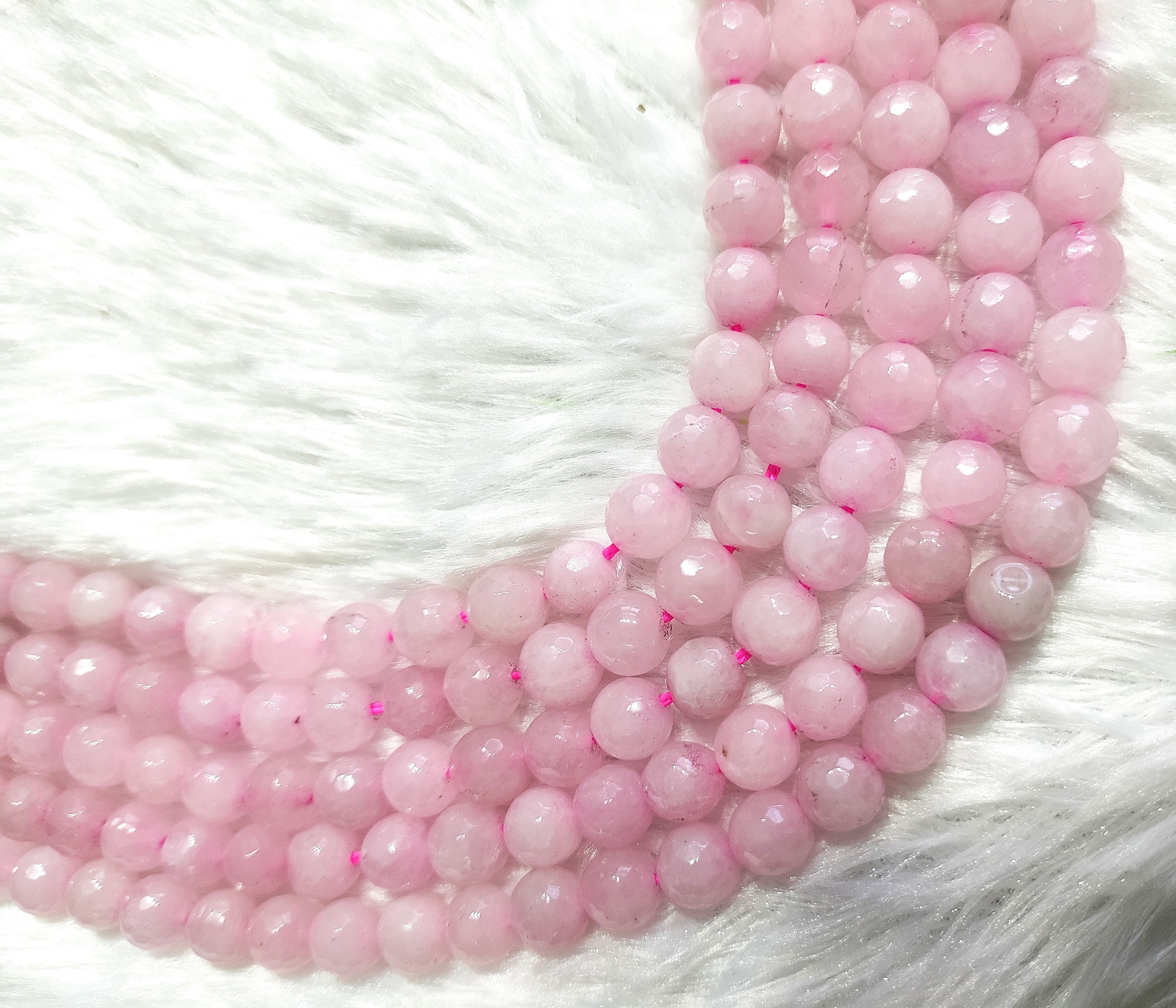 Rose Quartz Faceted Beads, Crystal Beads for Jewelry.  DestGlow
