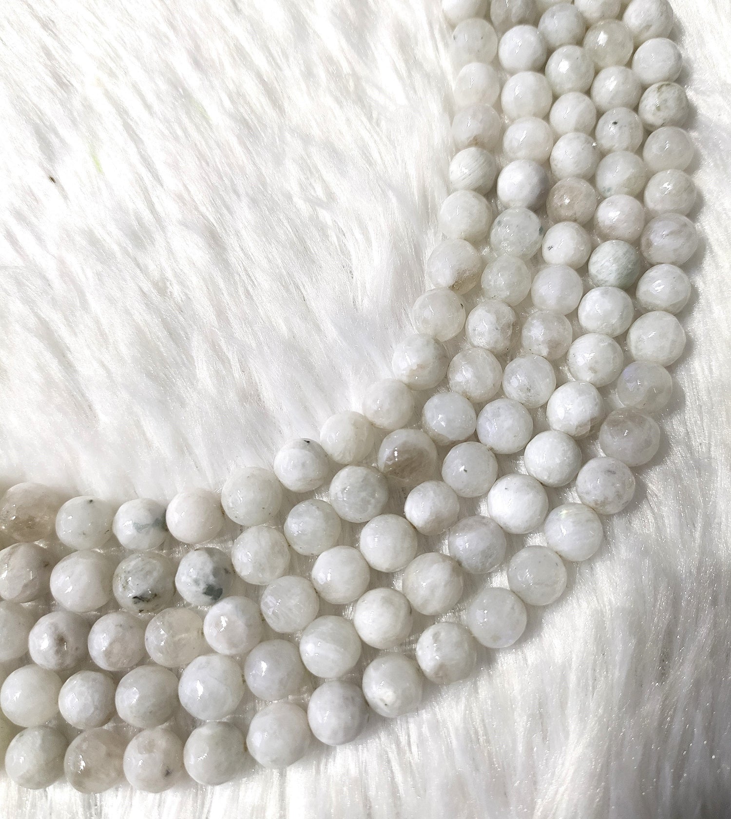 White Rainbow Moonstone Faceted Beads, Crystal Beads for Jewelry.  DestGlow