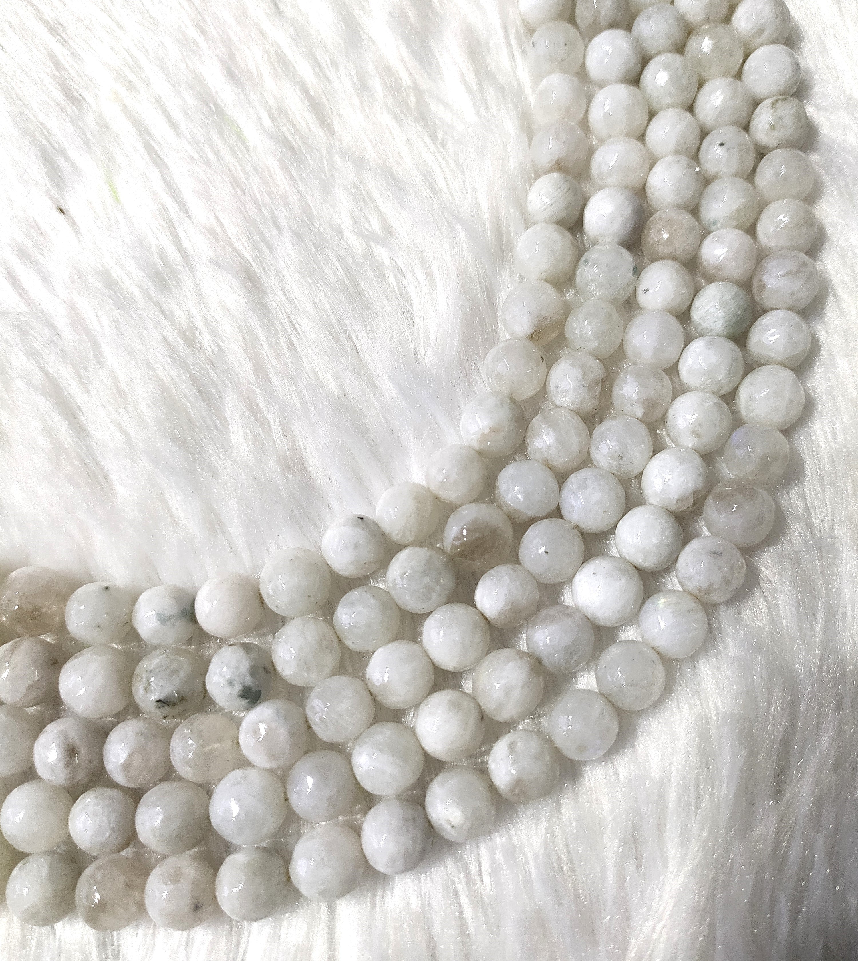 White Rainbow Moonstone Faceted Beads, Crystal Beads for Jewelry.  DestGlow