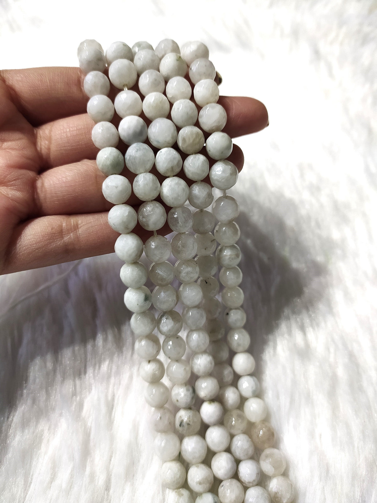 White Rainbow Moonstone Faceted Beads, Crystal Beads for Jewelry.  DestGlow