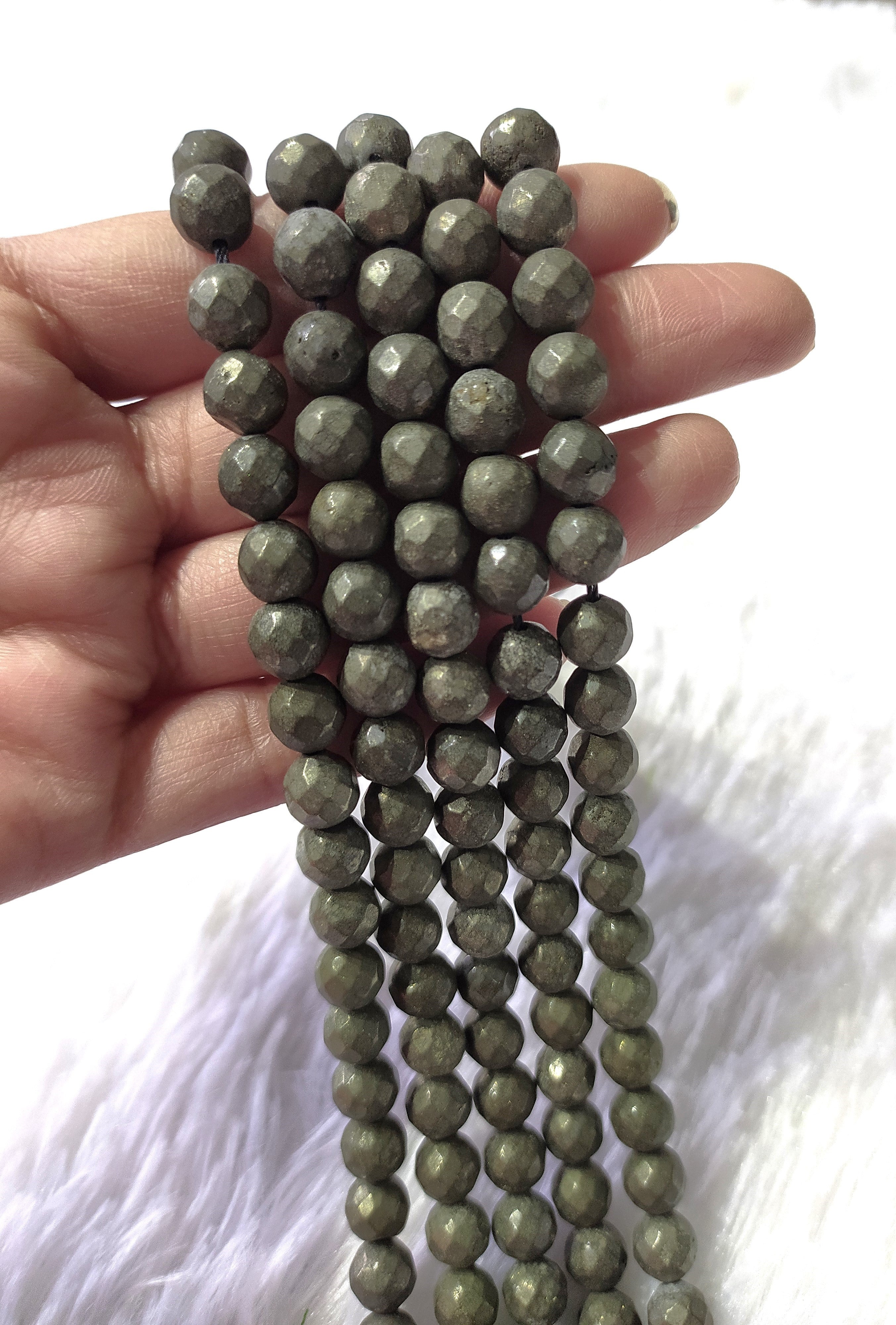 Pyrite Faceted Beads, Crystal Beads for Jewelry.  DestGlow