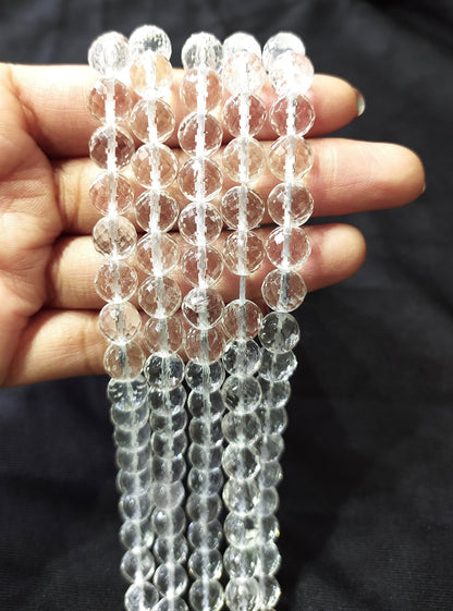 Clear Quartz Faceted Beads, Crystal Beads for Jewelry  DestGlow
