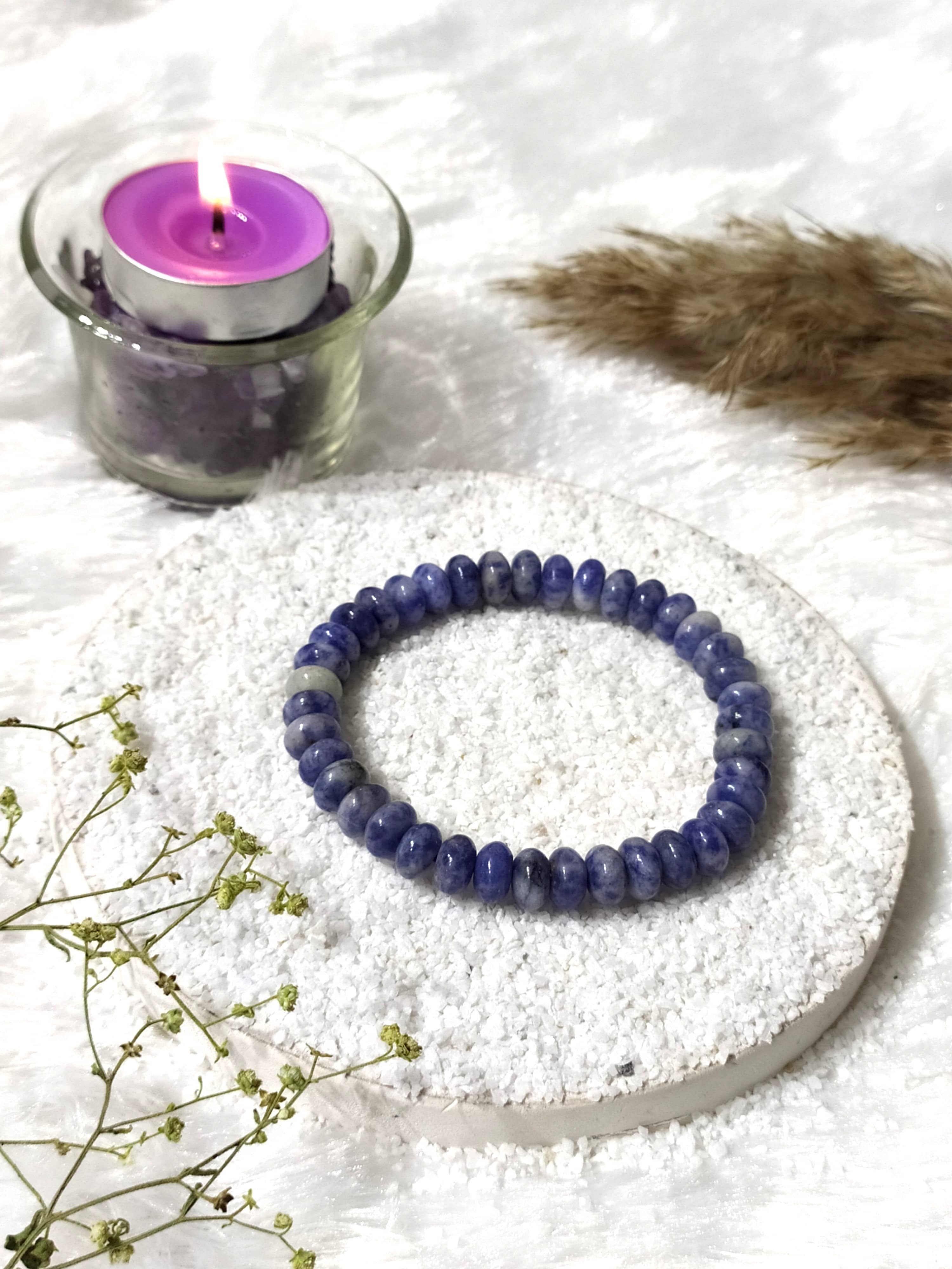 Rondelle Beads Sodalite Bracelets, Healing Crystal Bracelets.  DestGlow