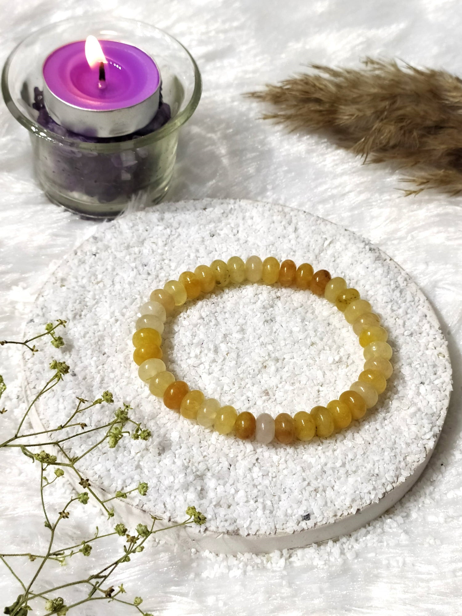 Rondelle Beads Yellow Aventurine Bracelets, Healing Crystal Bracelets.  DestGlow