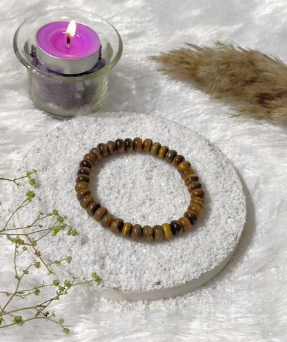 Rondelle Beads Tiger eye Bracelets, Healing Crystal Bracelets.