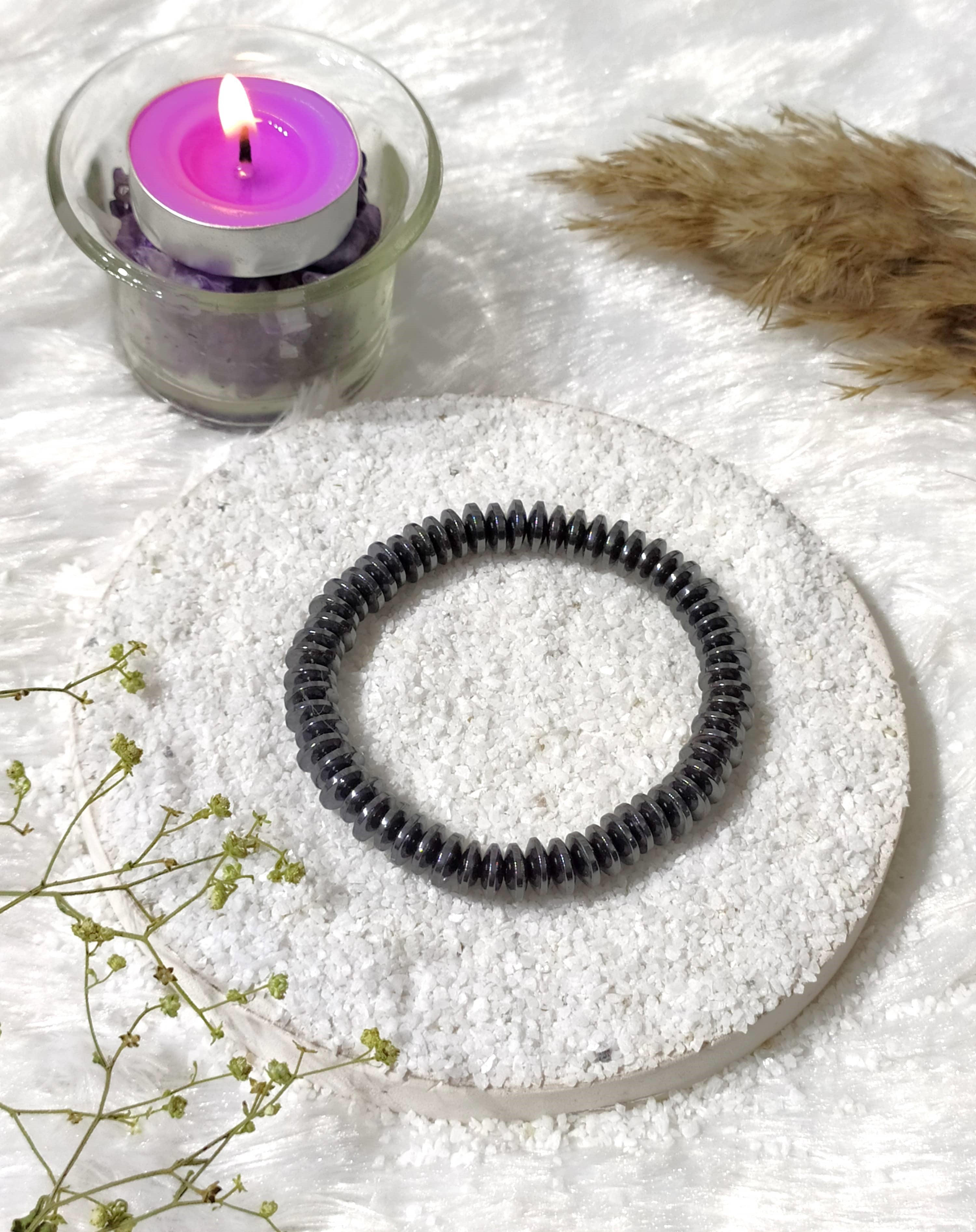 Rondelle Beads Hematite Bracelets, Healing Crystal Bracelets.  DestGlow