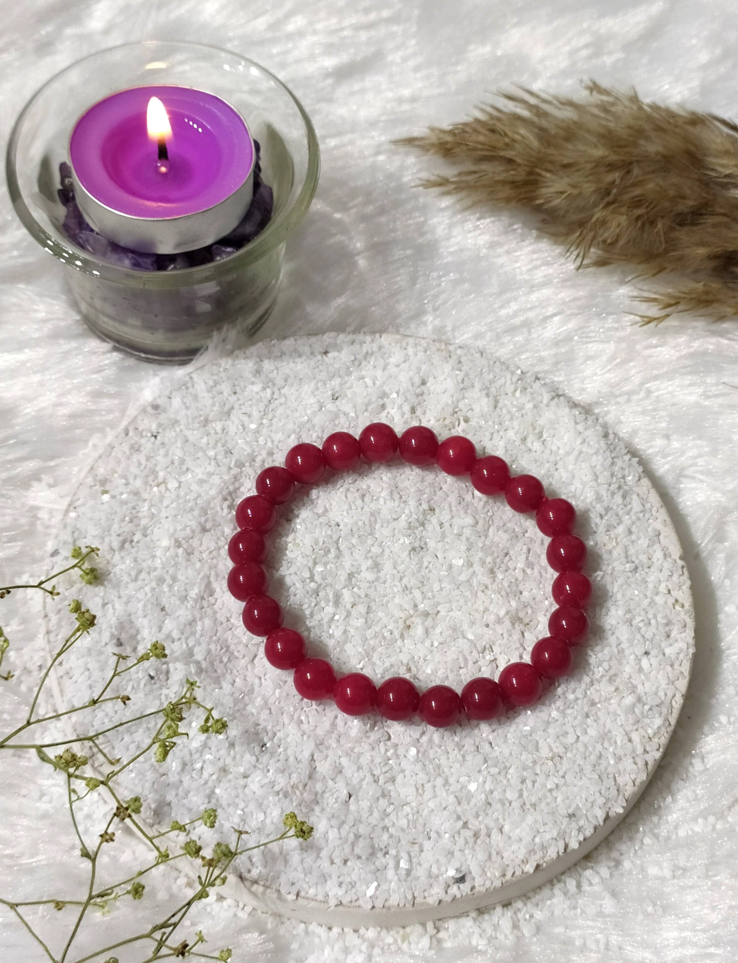 Red Coral Synthetic Bracelet.  DestGlow