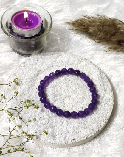 Faceted Amethyst Beads Bracelet, Crystal Bracelet.