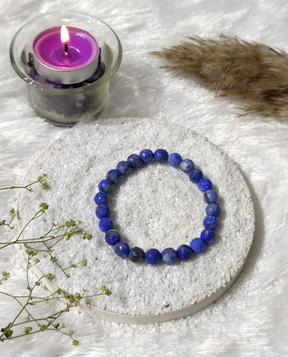 Faceted Lapis Lazuli Beads Bracelet, Crystal Bracelet.  DestGlow