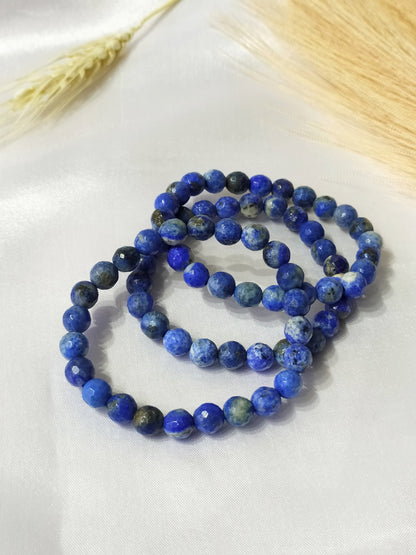 Faceted Lapis Lazuli Beads Bracelet, Crystal Bracelet.  DestGlow