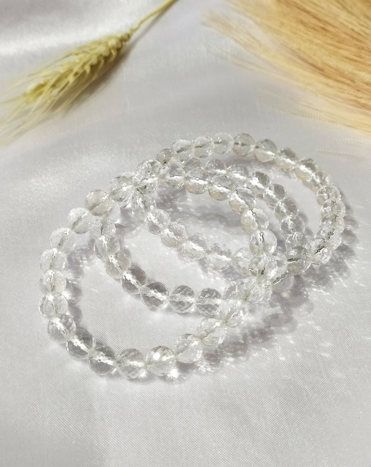 Faceted Clear Quartz Beads Bracelet, Crystal Bracelet.  DestGlow