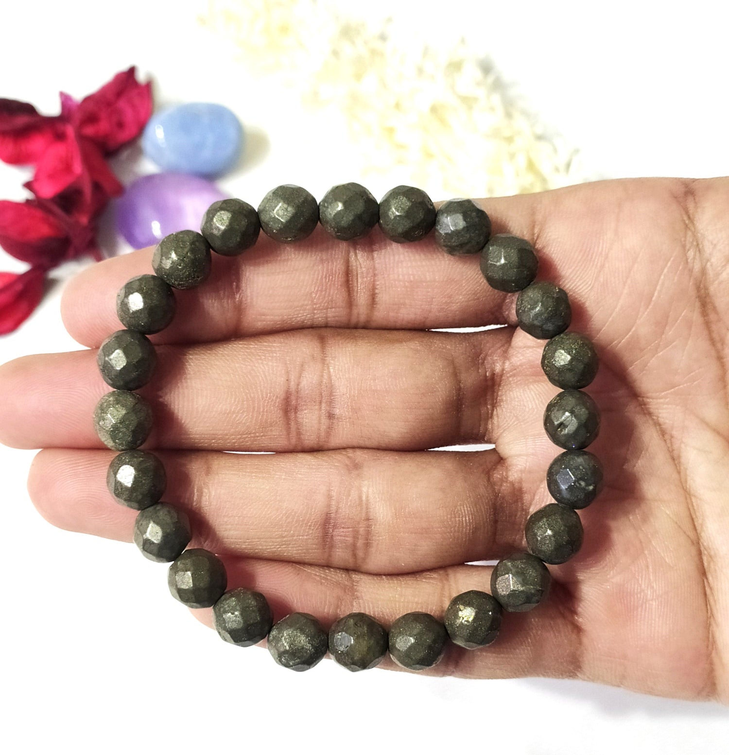 Faceted Pyrite Beads Bracelet, Healing Crystal Bracelet.