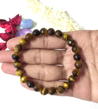 Tiger eye Faceted Beads Bracelet, Crystal Bracelet.  DestGlow