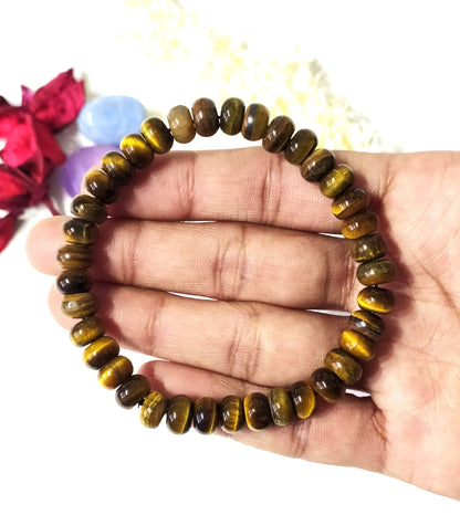 Rondelle Beads Tiger eye Bracelets, Healing Crystal Bracelets.