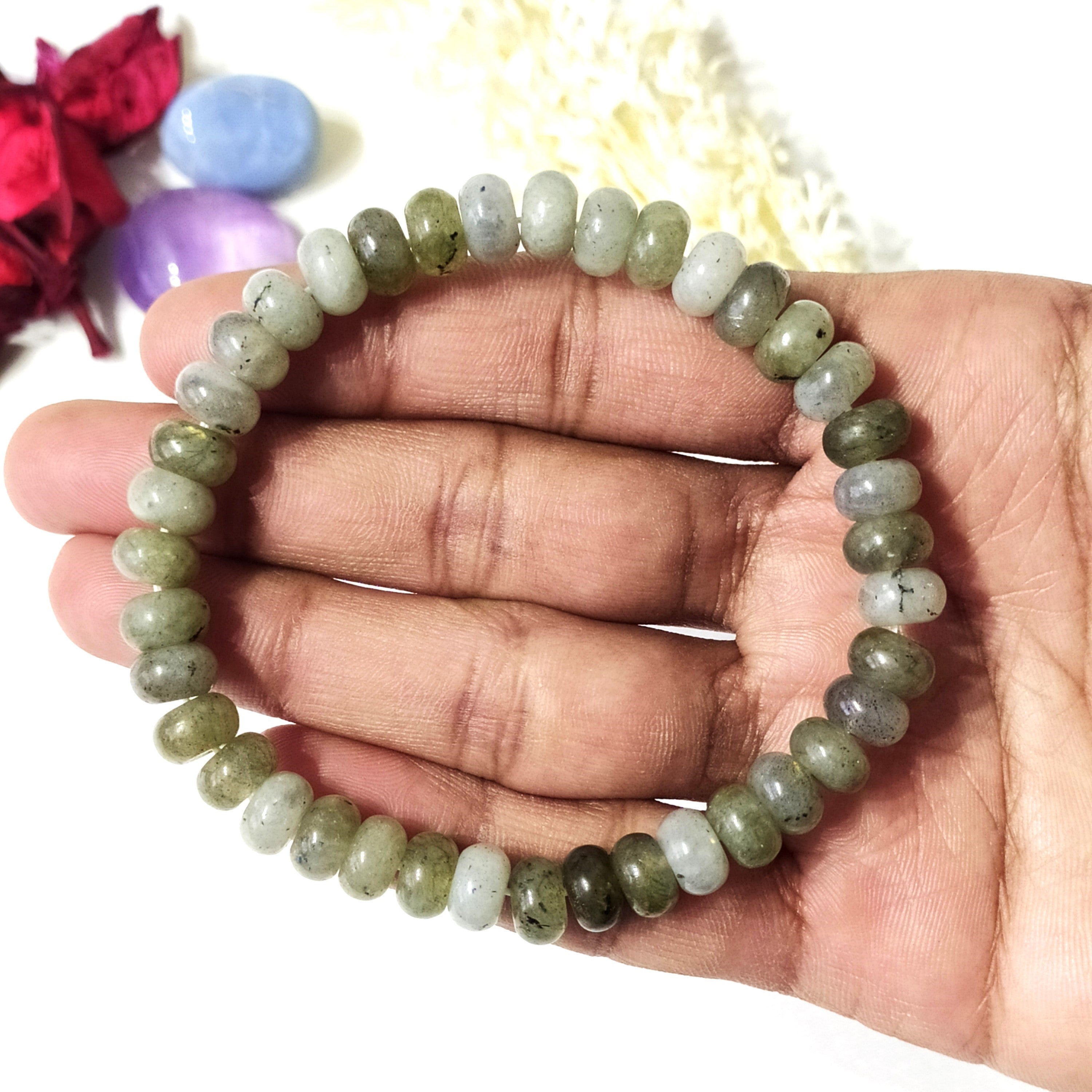 Rondelle Beads Labradorite Bracelets, Healing Crystal Bracelets.  DestGlow