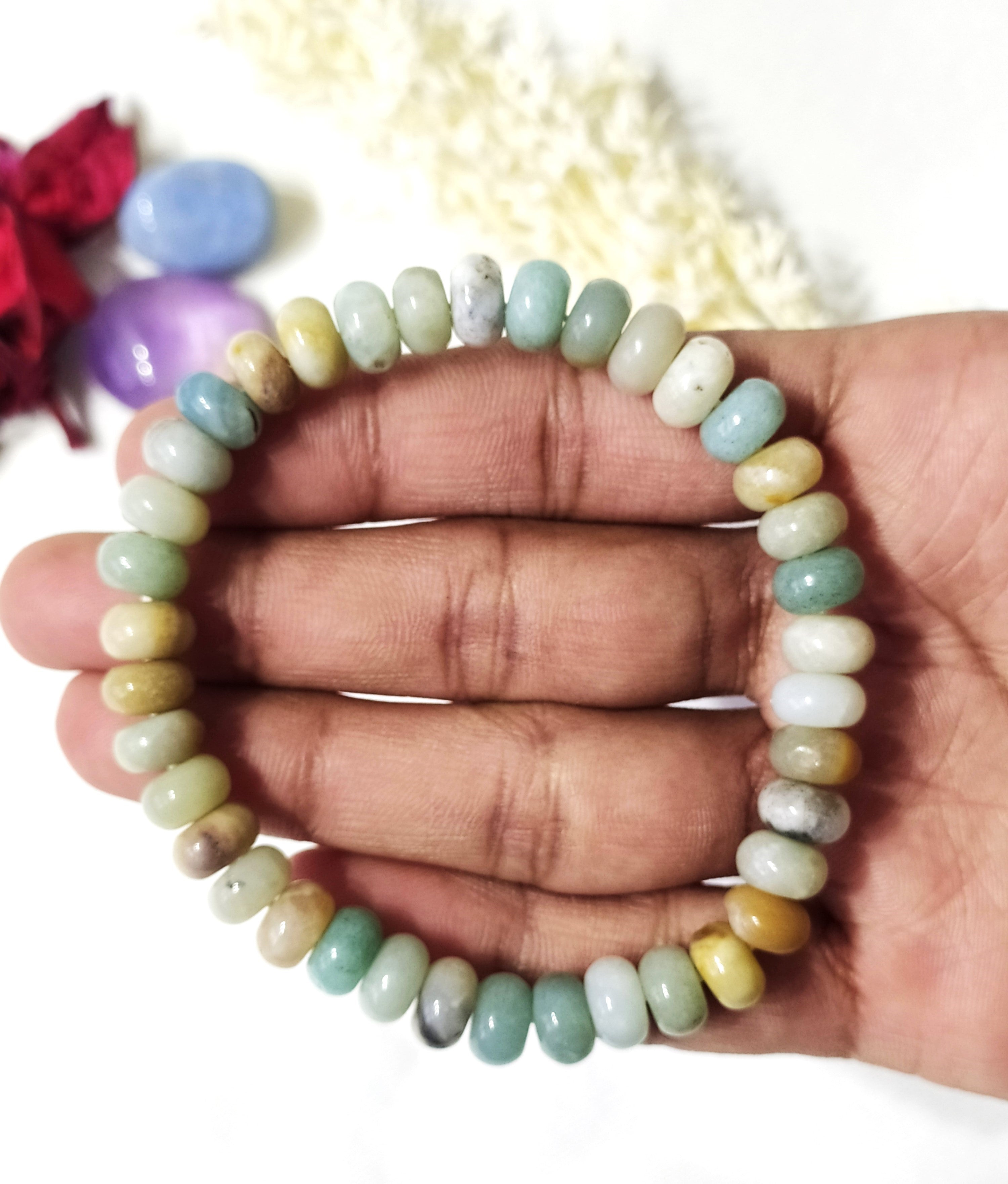 Rondelle Beads Multi Amazonite Bracelets, Healing Crystal Bracelets.