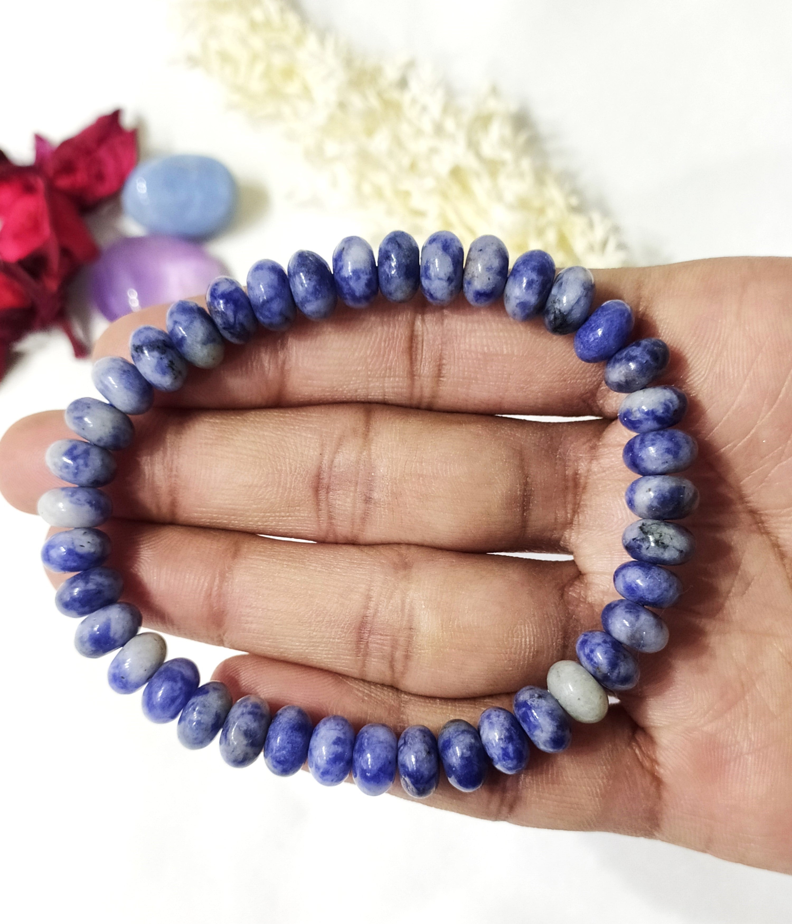 Rondelle Beads Sodalite Bracelets, Healing Crystal Bracelets.  DestGlow