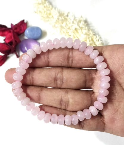 Rondelle Beads Rose Quartz Bracelets, Healing Crystal Bracelets.