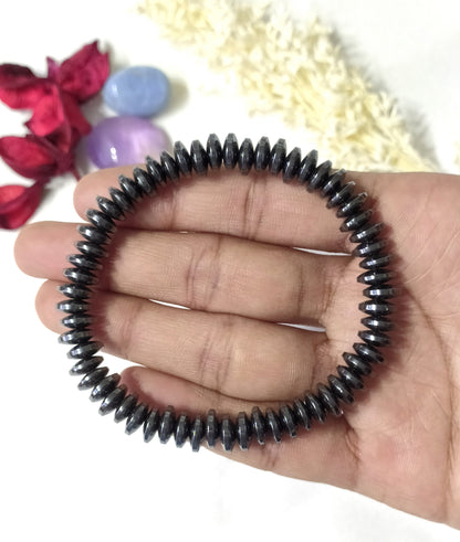 Rondelle Beads Hematite Bracelets, Healing Crystal Bracelets.