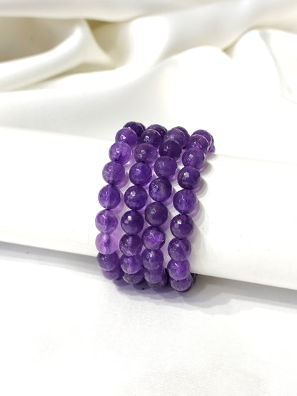 Faceted Amethyst Beads Bracelet, Crystal Bracelet.  DestGlow