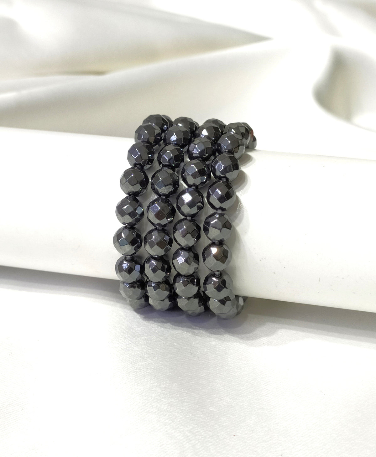 Hematite Faceted Beads Bracelet, Healing Crystal Bracelet  DestGlow