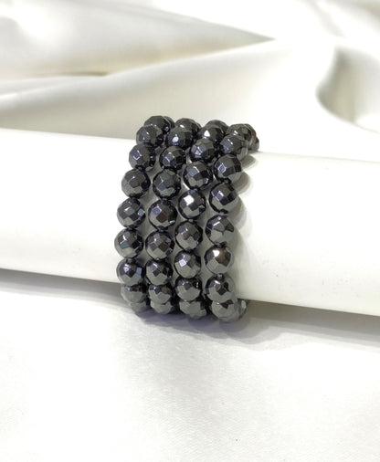 Hematite Faceted Beads Bracelet, Healing Crystal Bracelet  DestGlow