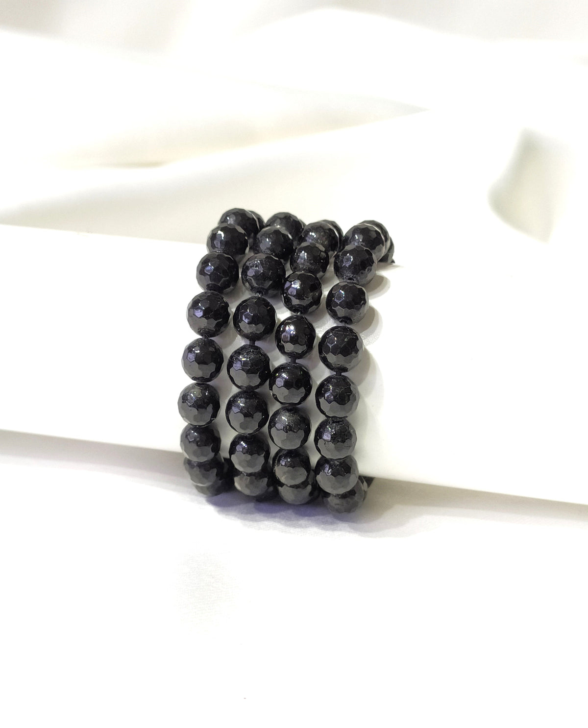 Faceted Black Tourmaline Beads Bracelet, Crystal Bracelet.  DestGlow