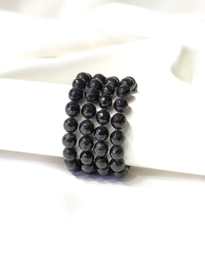 Faceted Black Tourmaline Beads Bracelet, Crystal Bracelet.  DestGlow