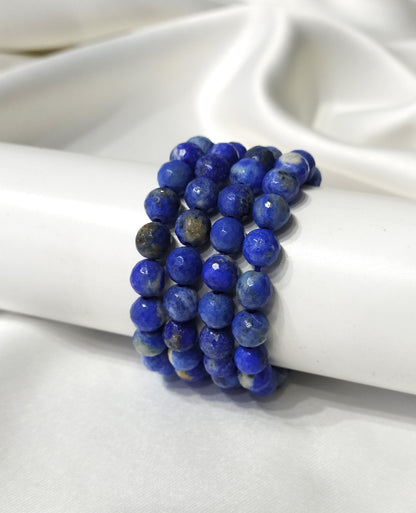 Faceted Lapis Lazuli Beads Bracelet, Crystal Bracelet.  DestGlow