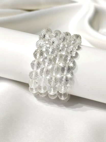 Faceted Clear Quartz Beads Bracelet, Crystal Bracelet.  DestGlow