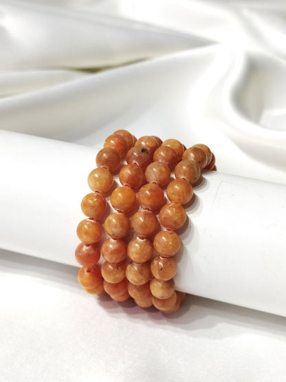 Orange Calcite Round Beads Bracelet (Manifestation &amp; Abundance).  DestGlow