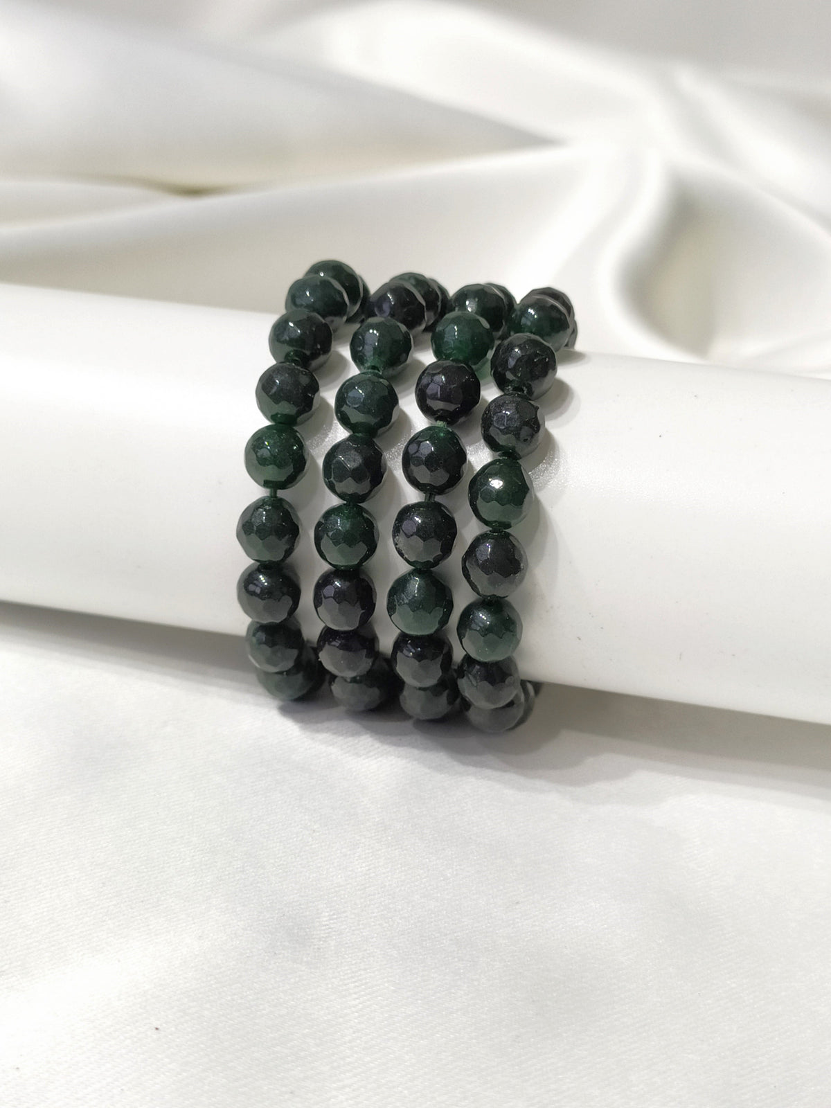 Green Jade Faceted Beads Bracelet, Crystal Bracelet  DestGlow