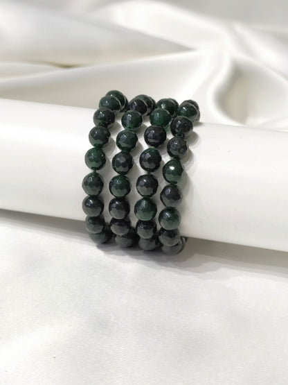 Green Jade Faceted Beads Bracelet, Crystal Bracelet  DestGlow