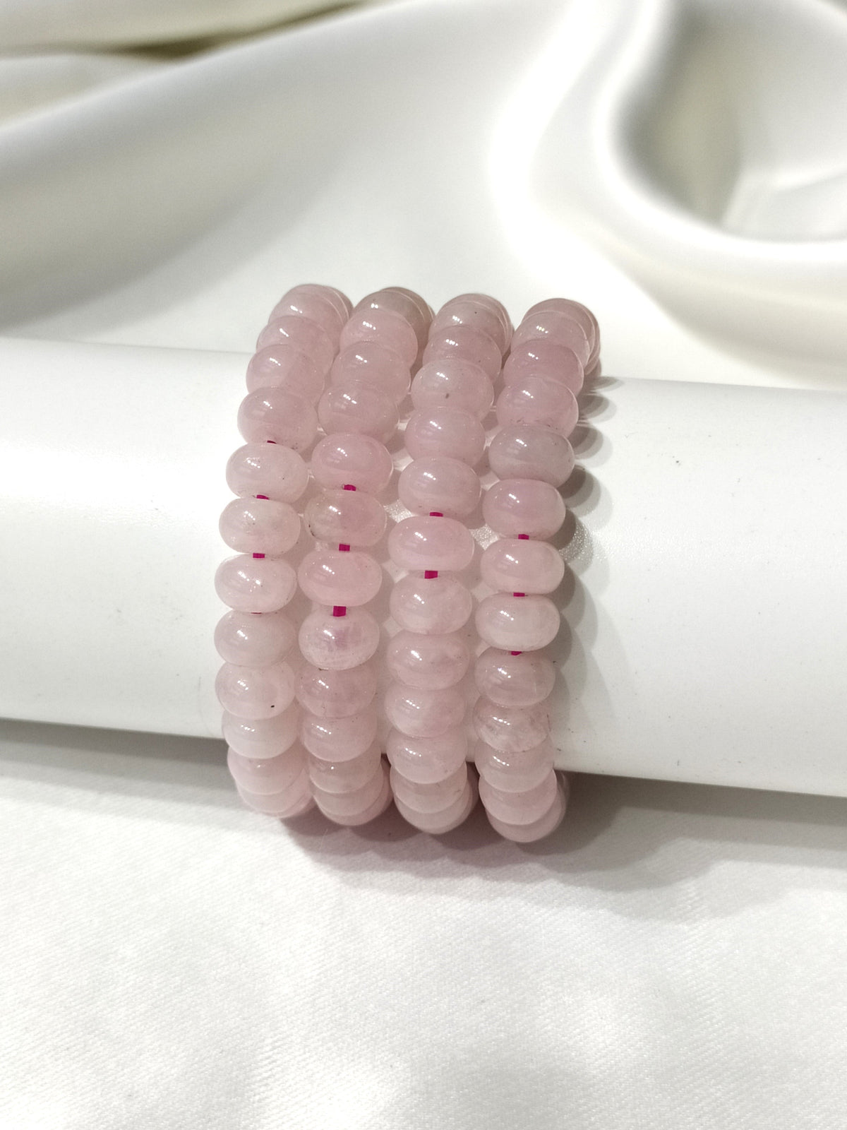 Rondelle Beads Rose Quartz Bracelets, Healing Crystal Bracelets.